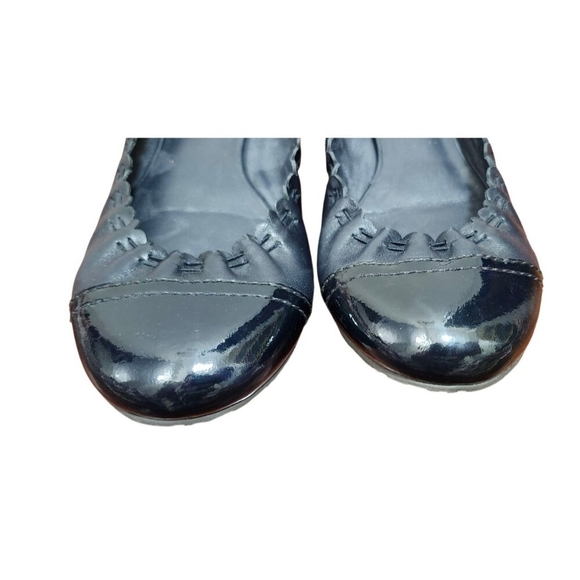 Tory Burch Black Abbey Mestico/Patent Flats dark blue Leather Women's Size 7.5 - Picture 3 of 11